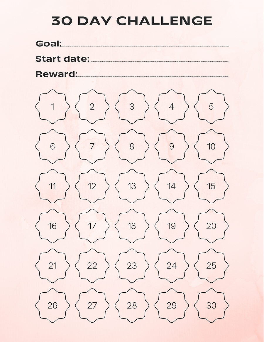 Customisable 30 day challenge- Pink product image (1)