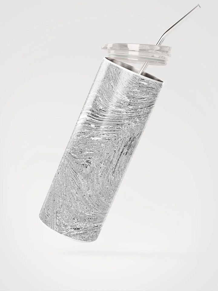 Swirling Silver Stainless Steel Tumbler | Eco-Friendly 20oz with Reusable Straw product image (2)