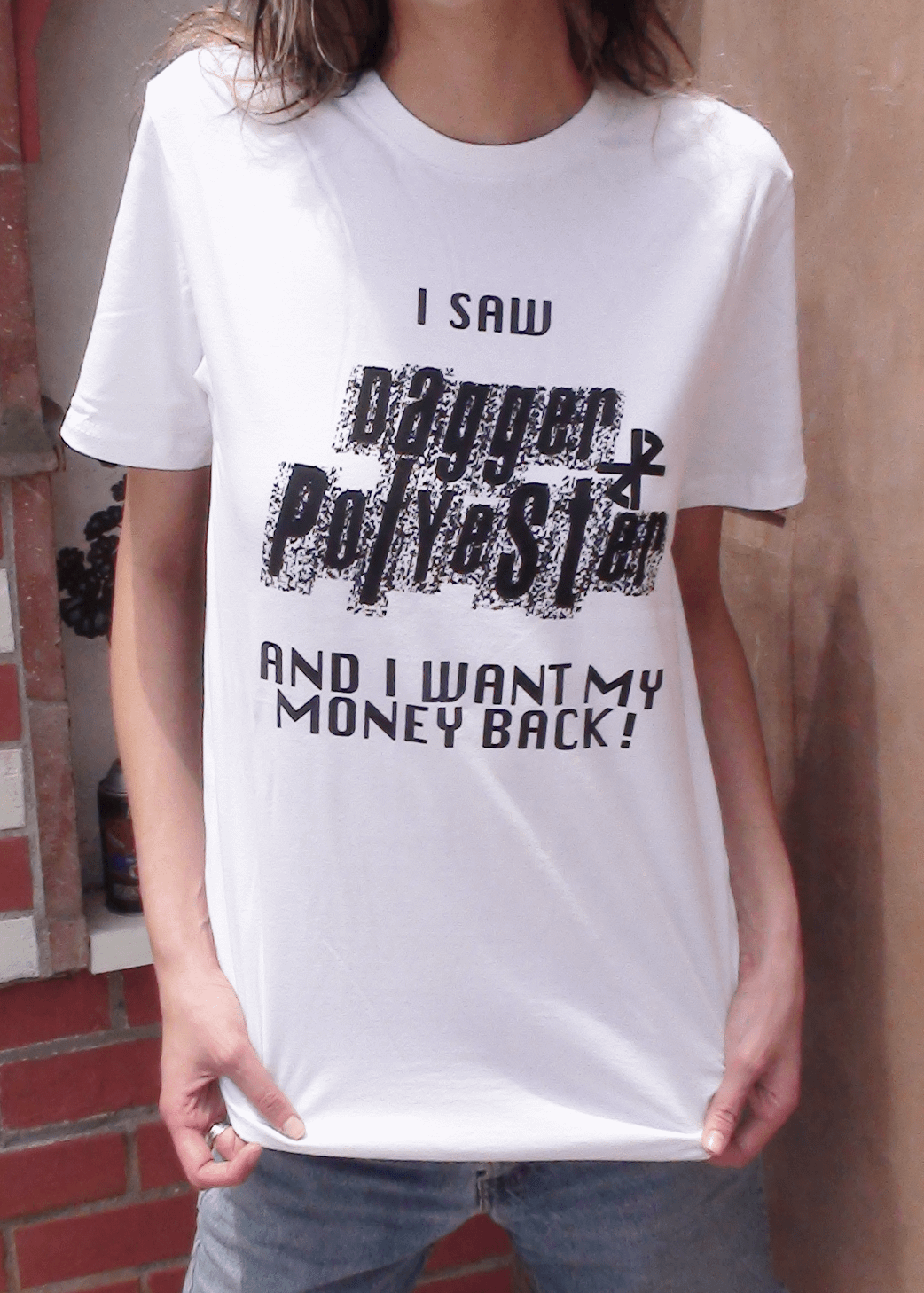 "I Saw Dagger Polyester" White Tee product image (1)
