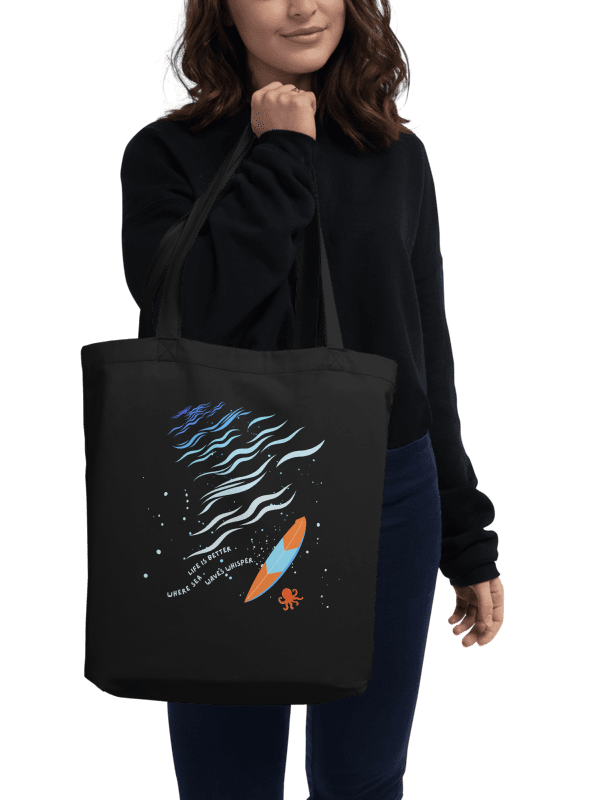 Life Is Better Where Sea Waves Whisper Eco-Friendly Tote Bag ( Side -Sea- ) product image (3)