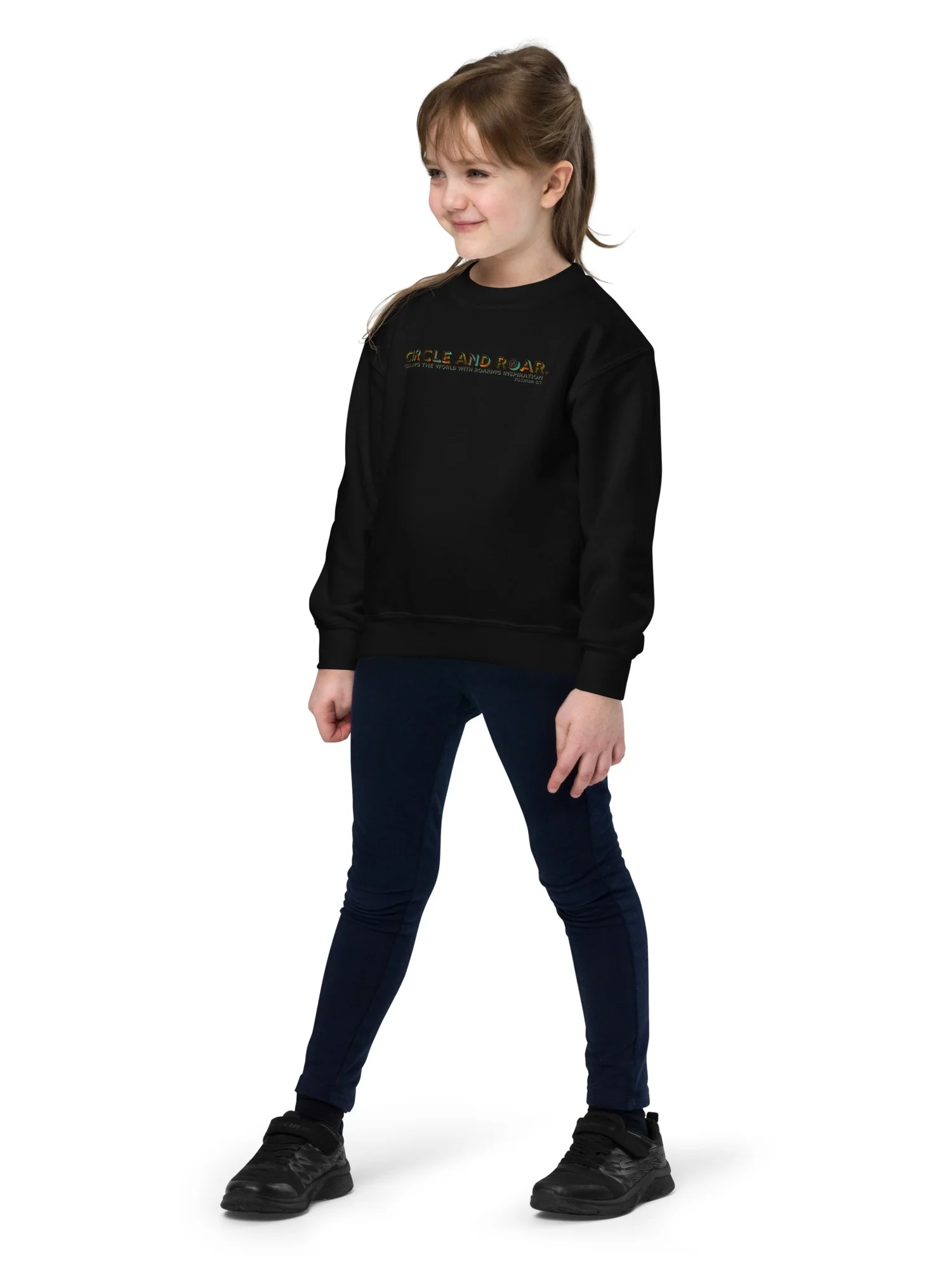 "Circle and Roar" Joshua 1:9. Gradient Text Youth Crew Neck Sweatshirt product image (16)