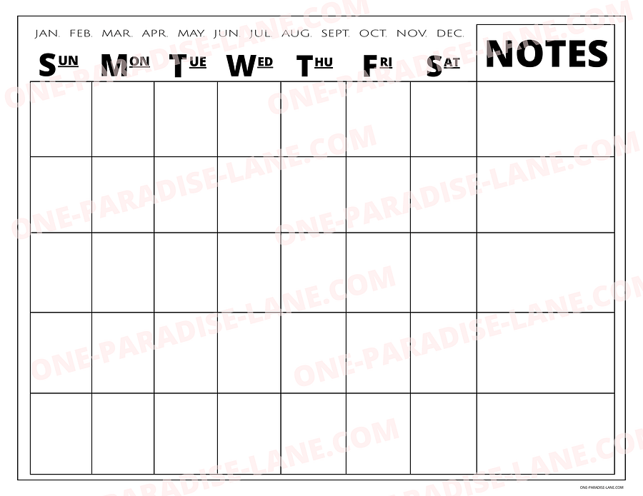 Digital Undated Calendar Sheet product image (1)
