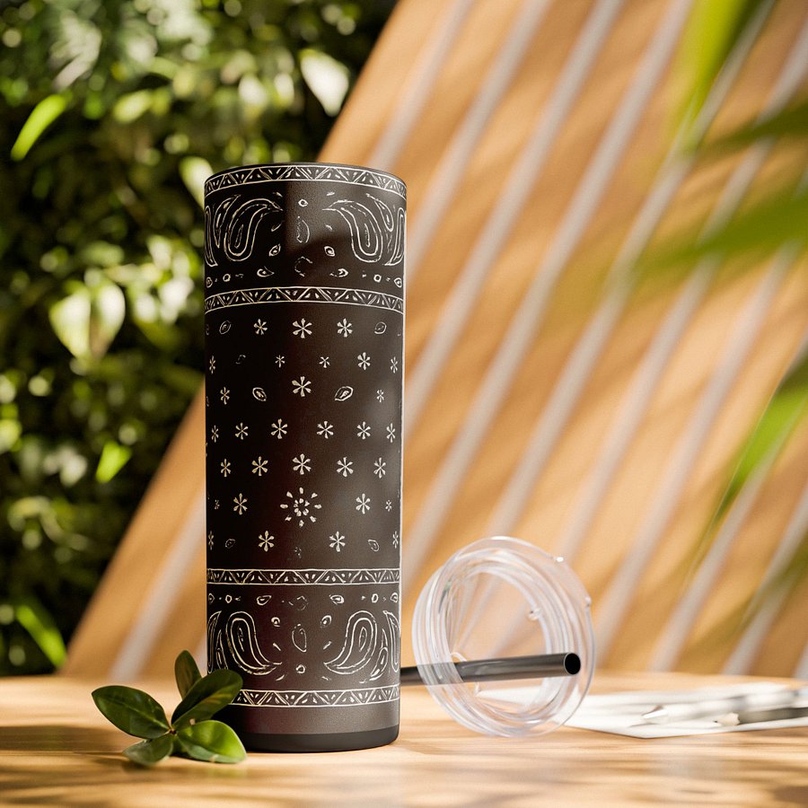 Chingona Tumbler Wrap PNG, Black Bandana Skinny Tumbler Sublimation Design, 20oz Digital Download product image (1)