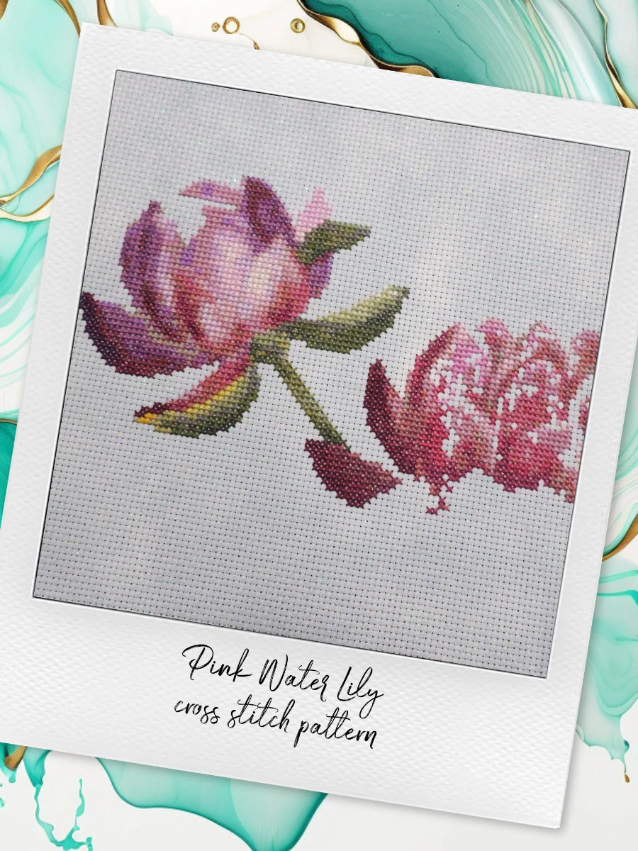 Pink Water Lily: Floral Cross Stitch Pattern PDF product image (5)