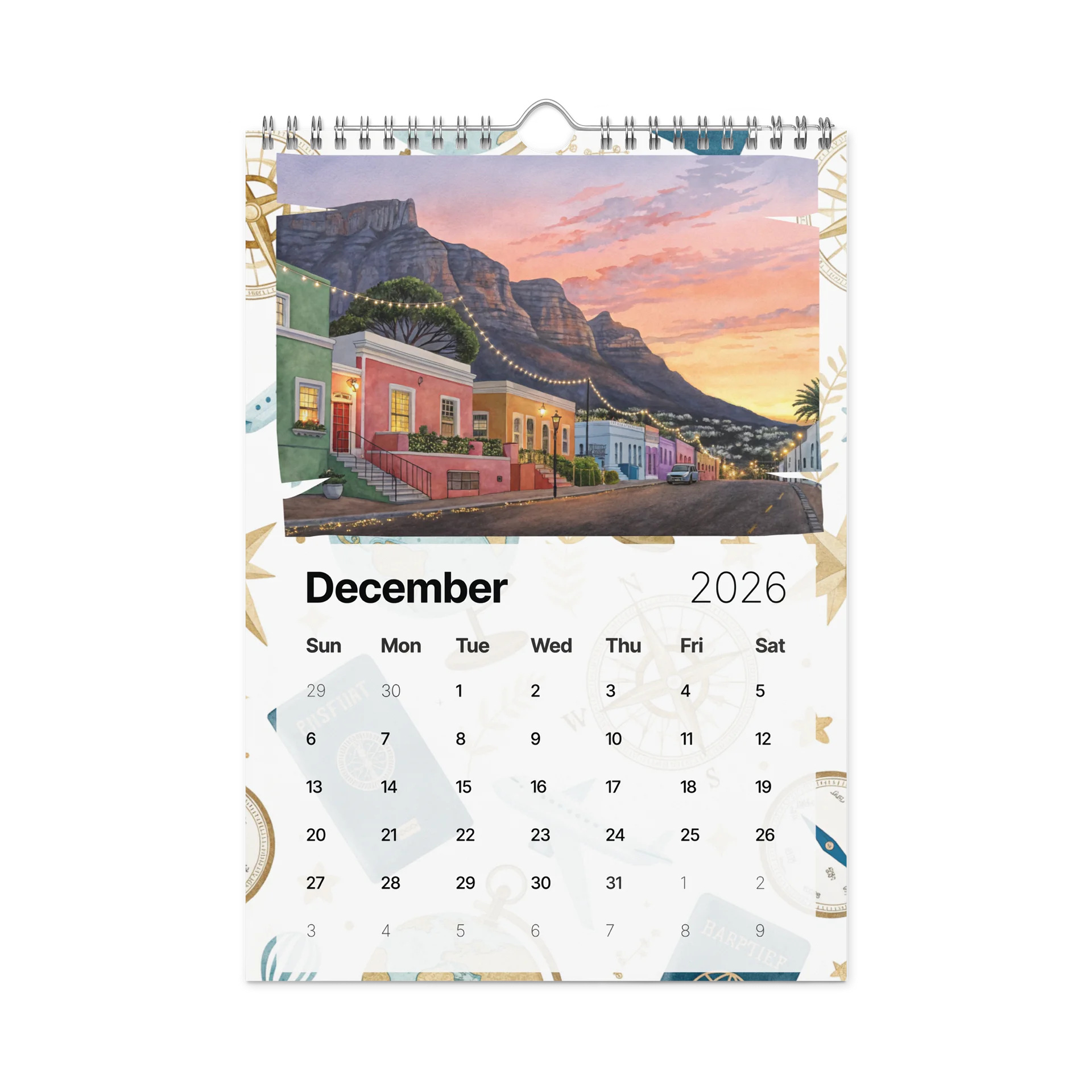 World Capitals Wall Calendar 2026 – Watercolor Journey Through 12 Hidden Gems Around the Globe product image (4)