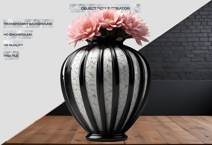 Monochrome Elegance Vase – Black & White Signature, PNG product image (2)