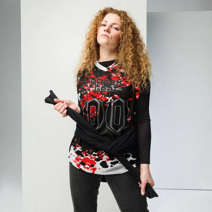 Recycled Unisex Basketball Jersey - Black HApex Gear Black Logo product image (6)