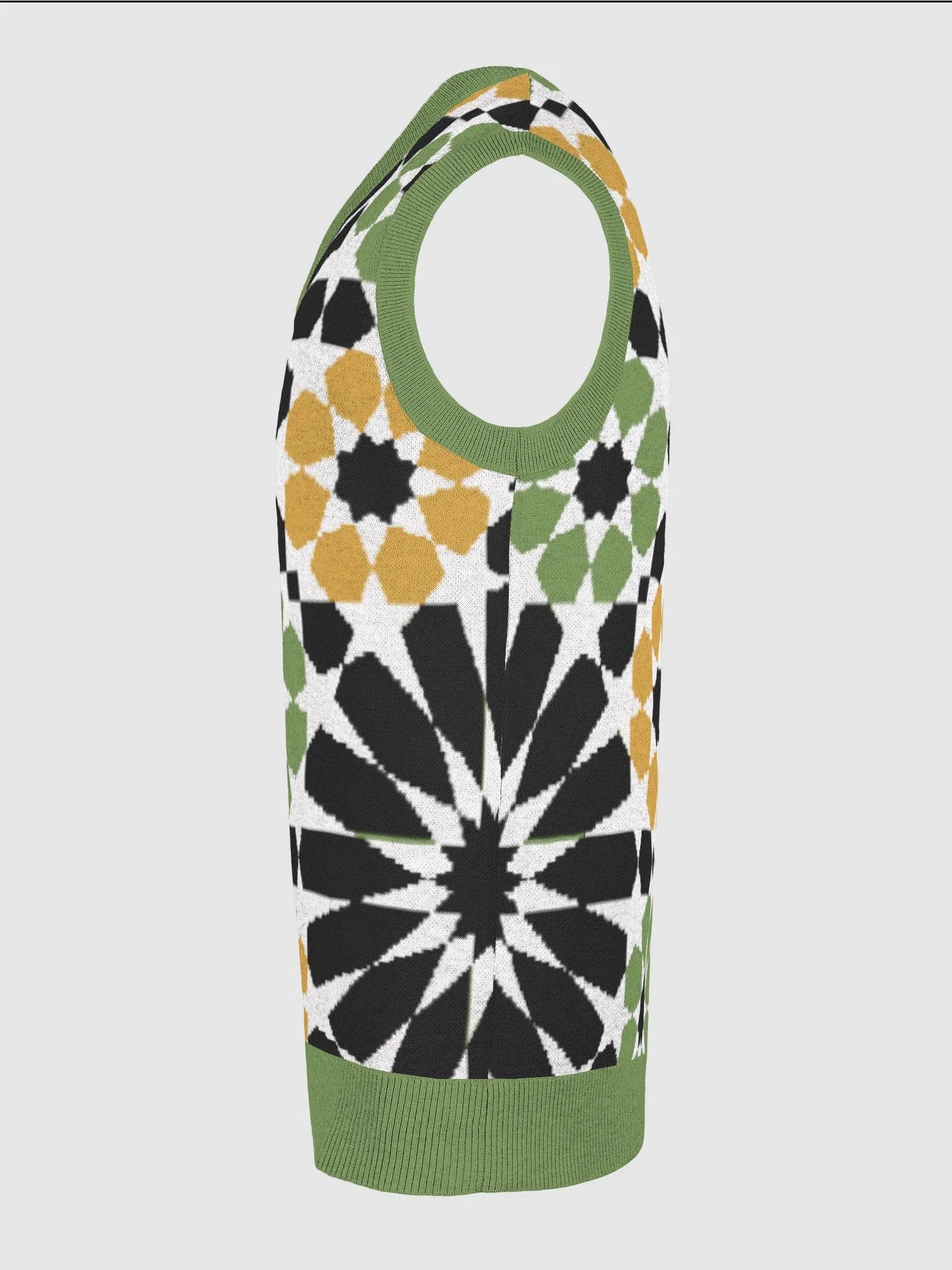 White Green Alhambra Mosaic Tile Knitted Relaxed Vest product image (29)