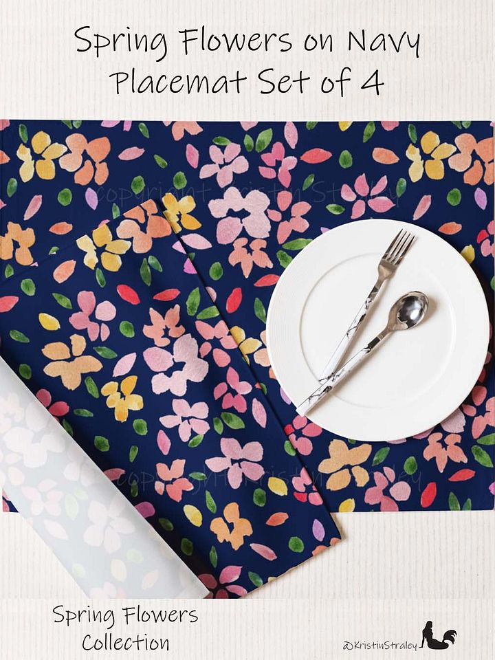 Spring Flowers on Navy Blue Placemat Set of 4 product image (1)