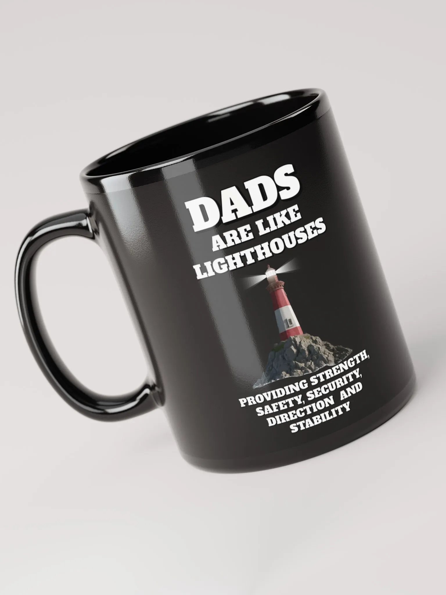 Dads Are Like Lighthouses Inspirational Black Mug product image (5)