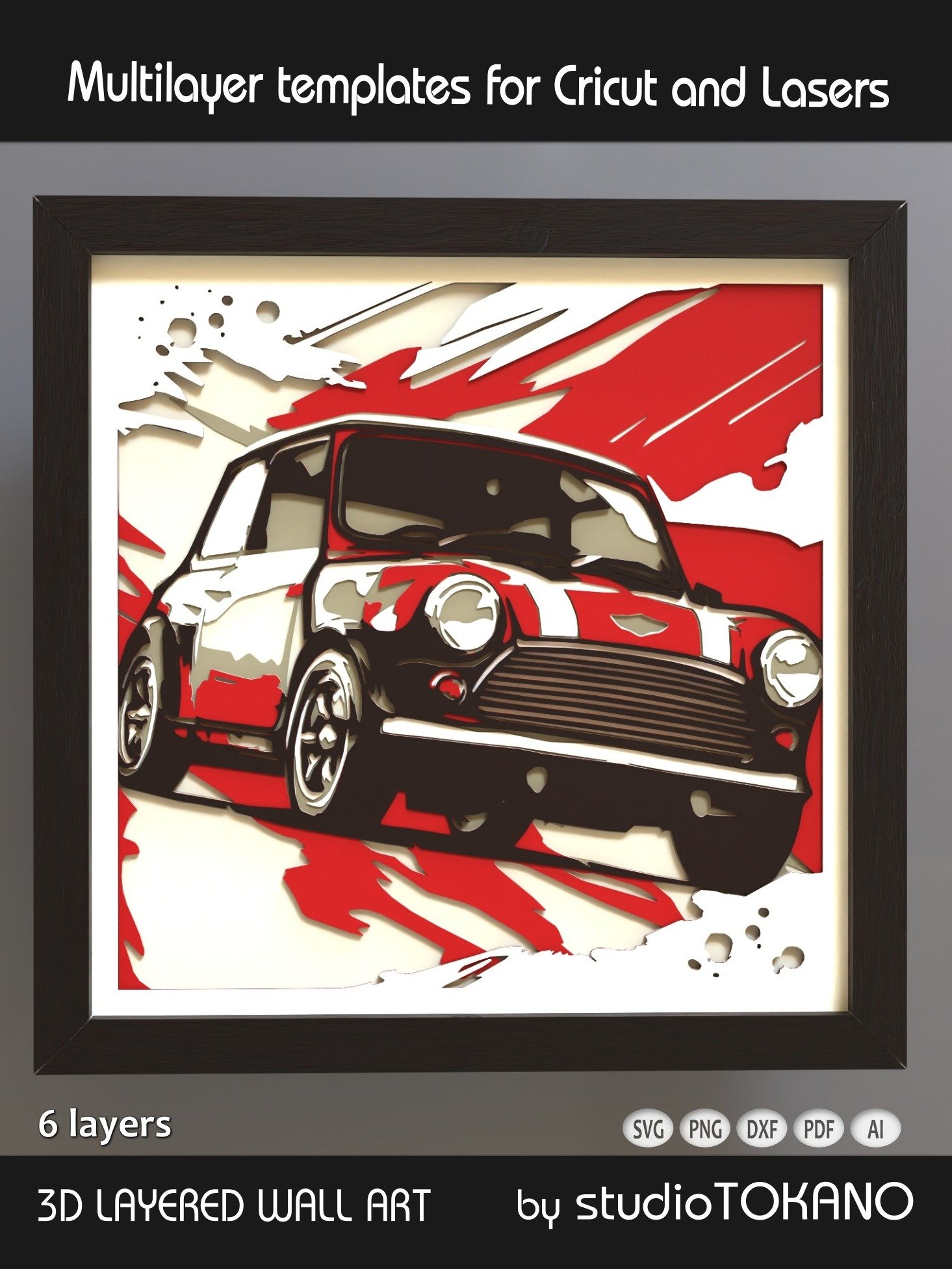 Mini Cooper 3D Layered Car SVG product image (1)