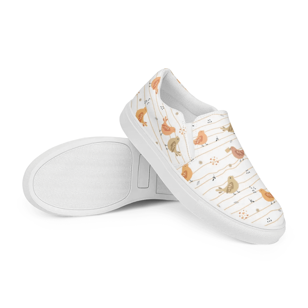 Kawaii Musical Birds Canvas Slip-On Shoes product image (7)
