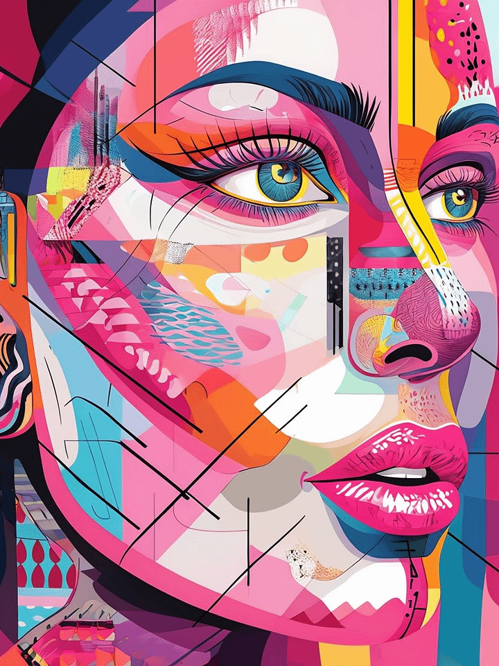 Vibrant Geometric Portrait Framed Poster product image (1)