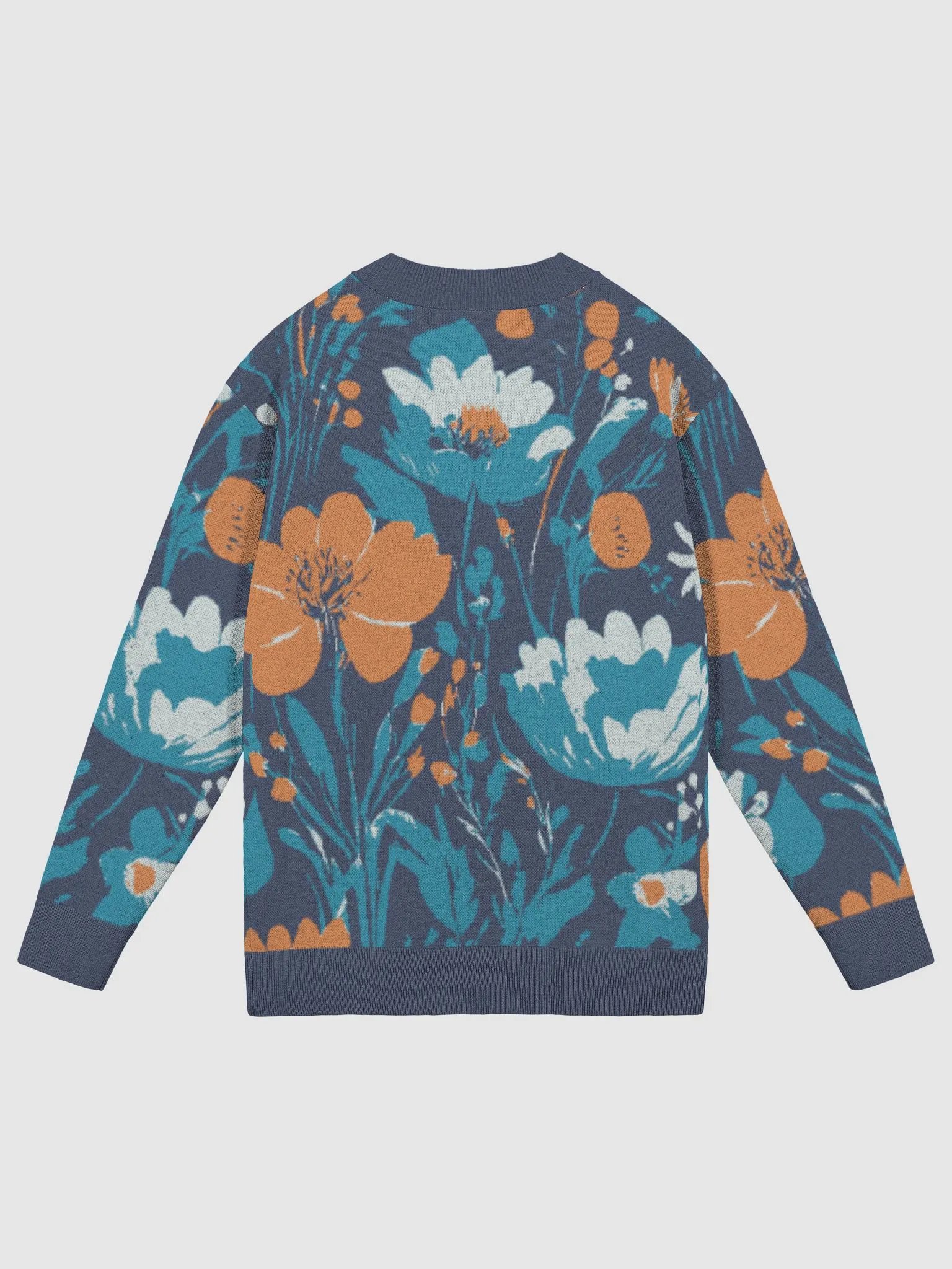 Chic Teal Flower Garden Knitted Cardigan product image (2)