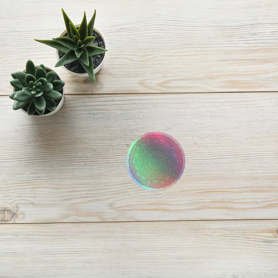 Pastel mandala holographic sticker product image (9)