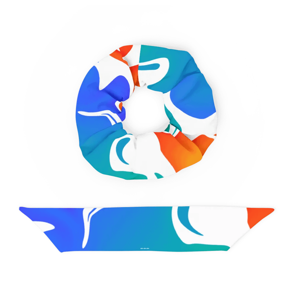 Blue, Orange and white Abstract Art All-Over Print Scrunchie product image (9)