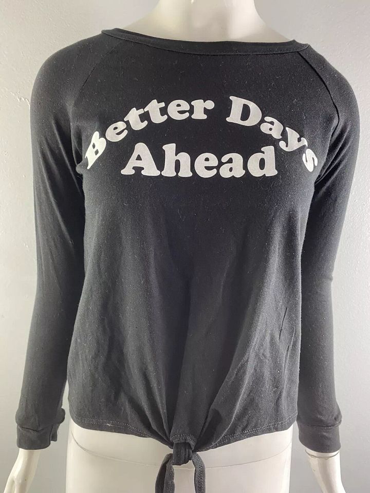 NWT Miss Popular Girl’s Better Days Ahead Cropped Top Black Size 14/16 product image (1)