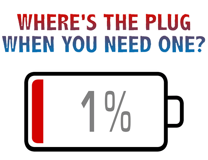 Where's the Plug, When You Need One? with Battery at 1% T-Shirt product image (2)