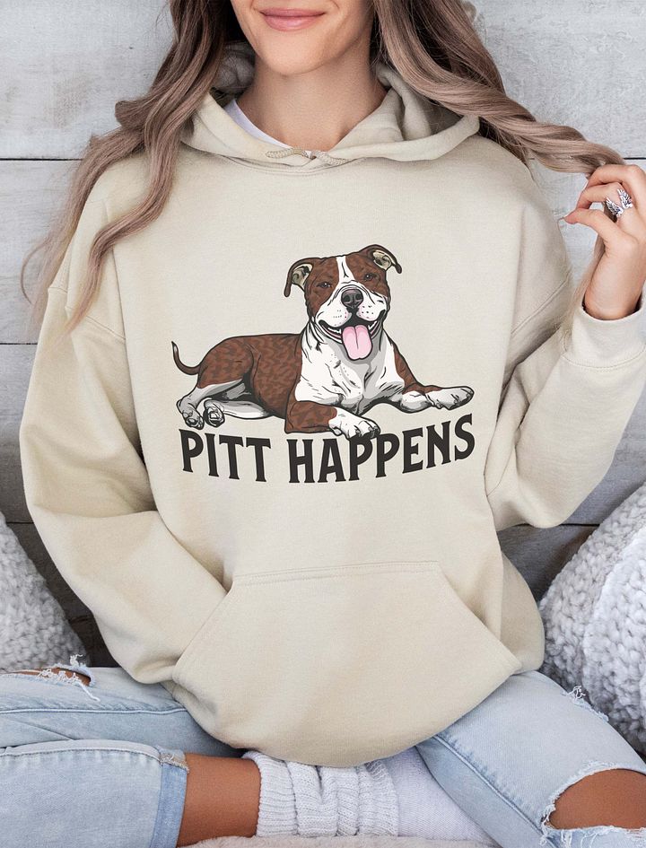 Pitt Happens Hooded Sweatshirt of a Pitbull Terrier(Brindle) | Funny Hoodie for Pittie and Staffy Paw-rents product image (18)