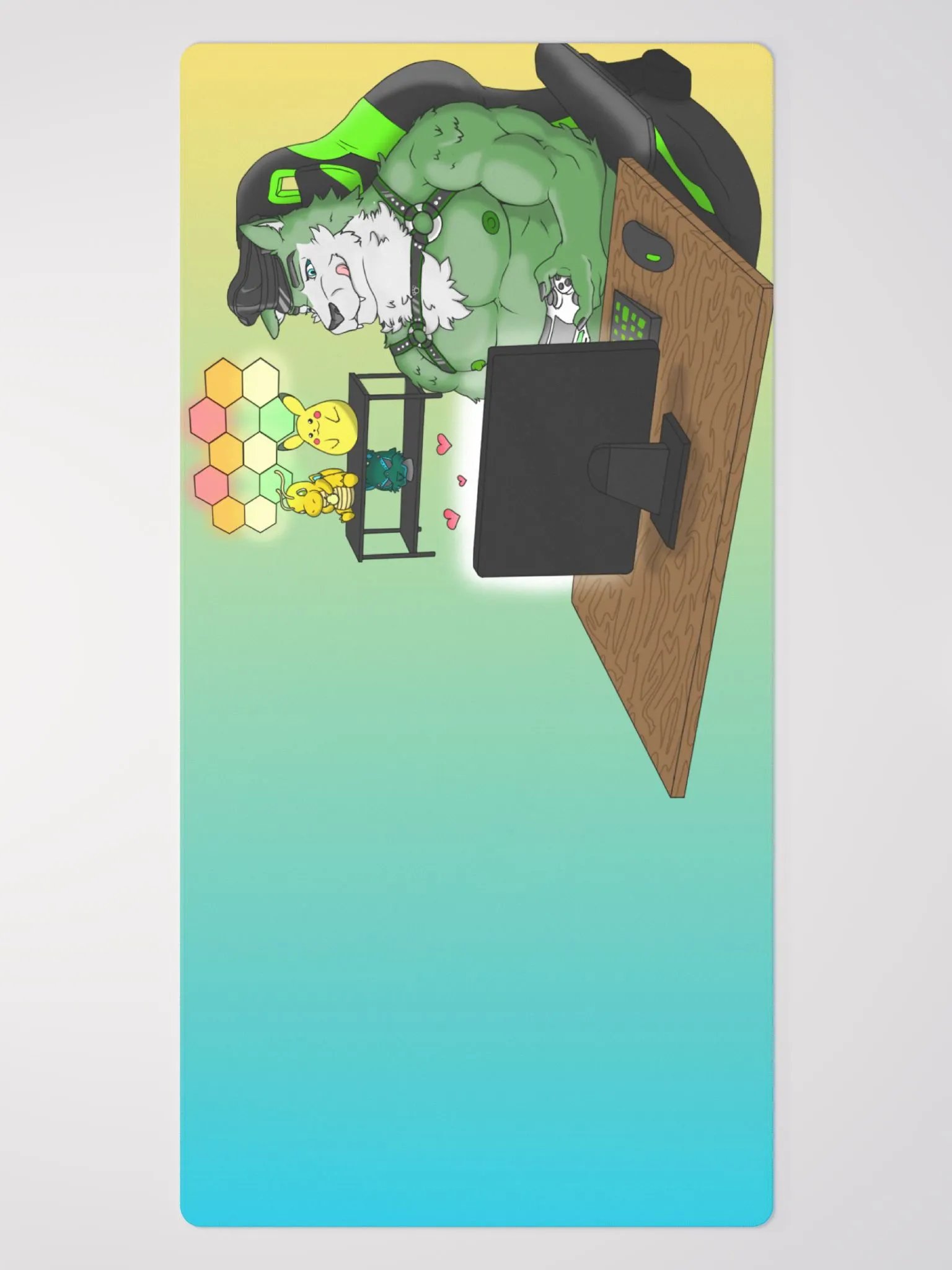 Cozy Wolf Dad Gaming Mouse Pad (Teal / Right) product image (2)