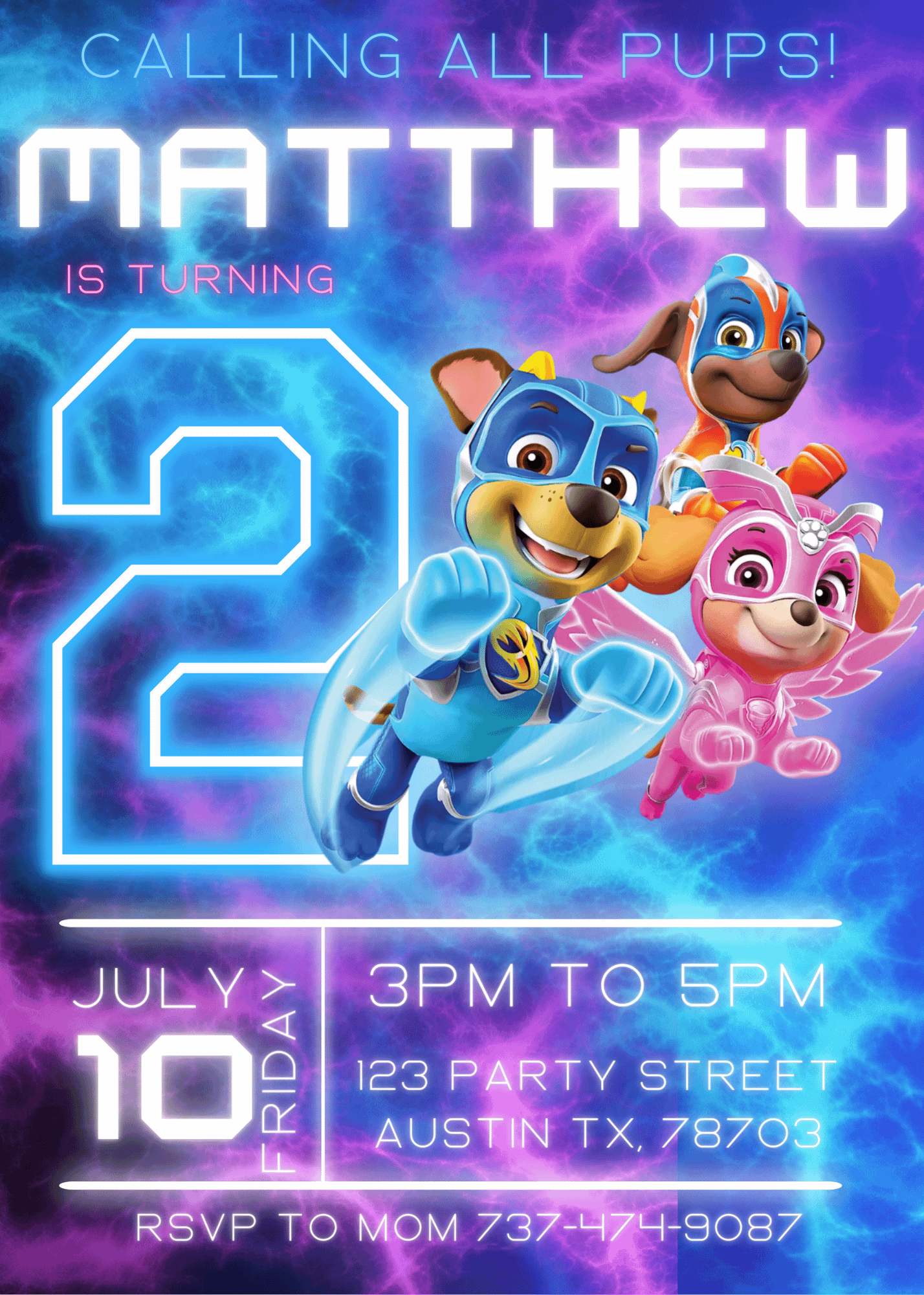 Editable Canva Template: Paw Patrol The Mighty Movie Birthday Invitation - Super Paw Patrol Theme product image (2)