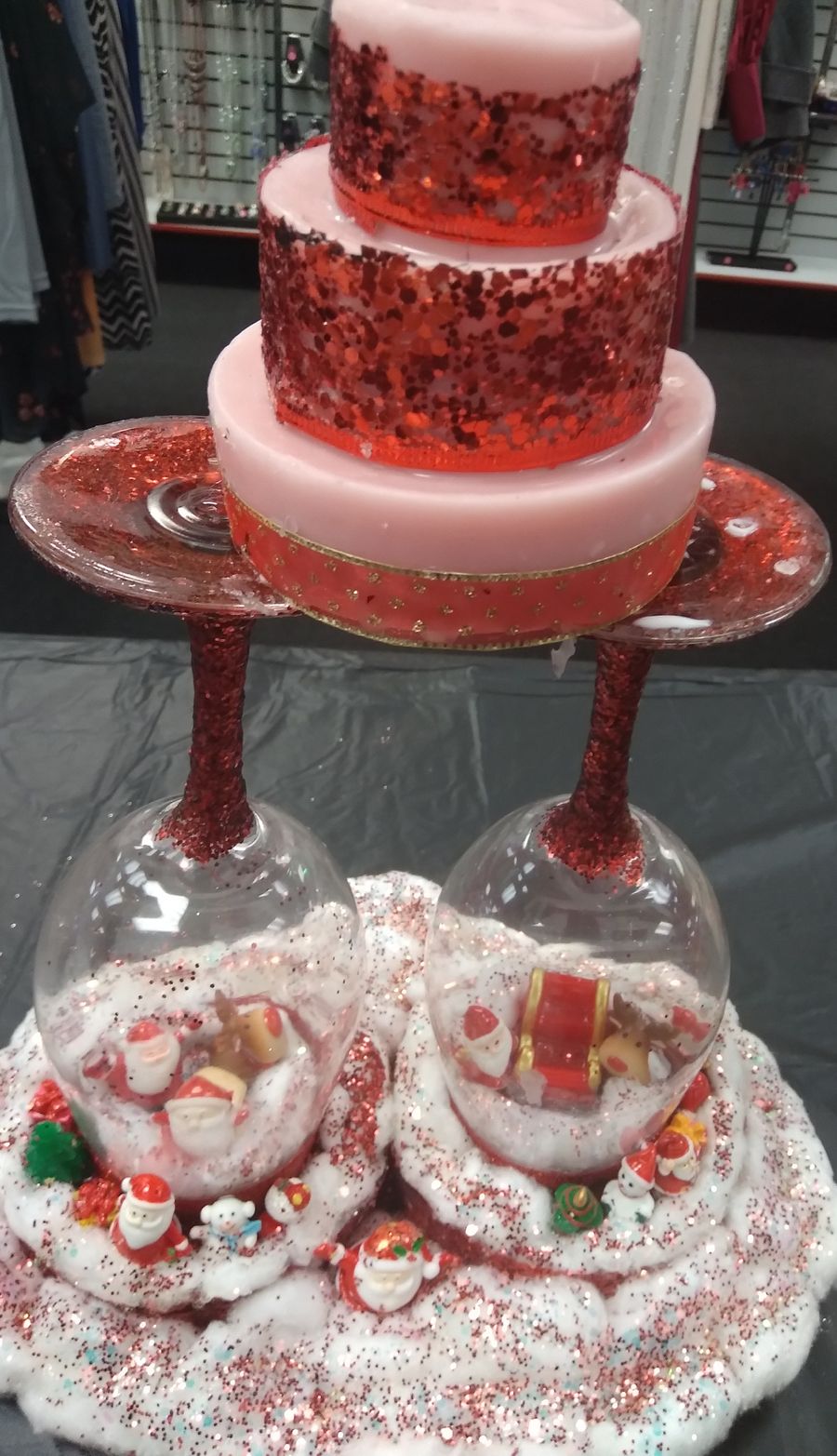 Red Double-Sided Champagne Glass Christmas Candle Holder product image (2)