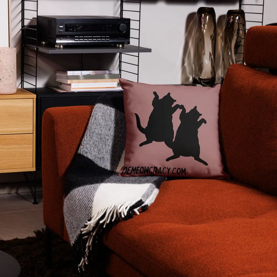 Dancing DeMeowcracy Kitties Pillow Cover - Frosted Cranberry product image (6)