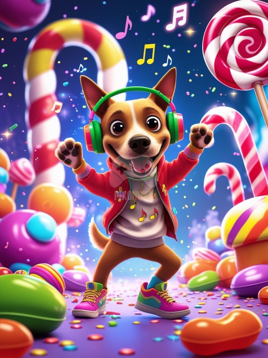 Pixel Party Parade – Track 5: Jellybean Jam (Dog Mascot Edition) | 896x1344 px | 4 Variations | PNG + PDF product image (3)