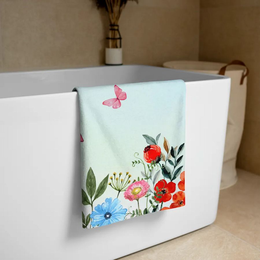 Bluebird, Birdhouse & flowers Towel product image (3)