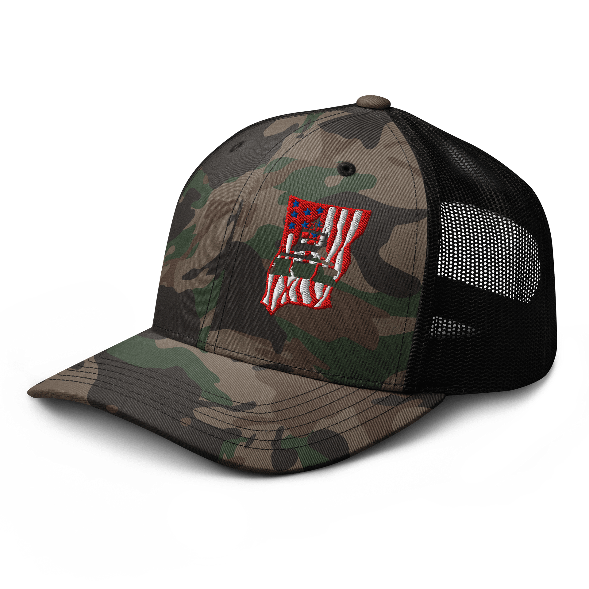 American Flag & tug cut out - Camo Trucker Hat product image (6)