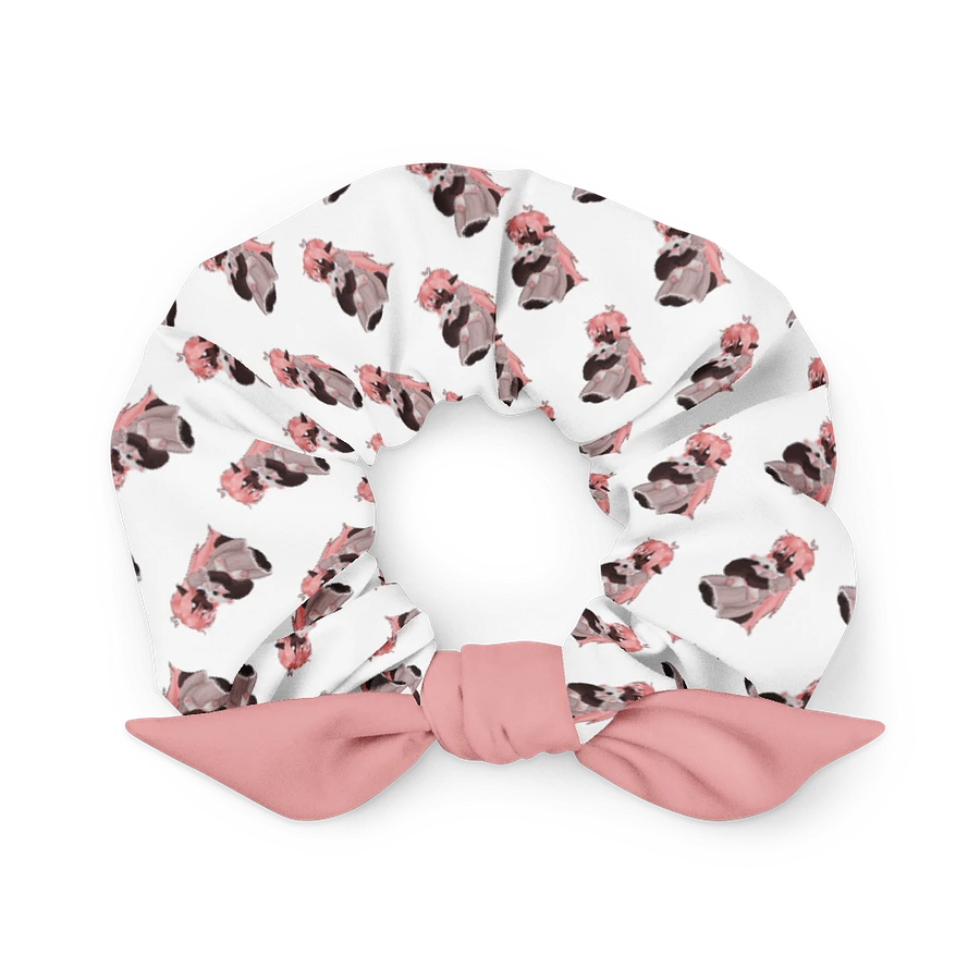 White Lilith Scrunchie with Pink Bow product image (1)