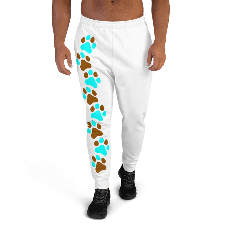 CassMutt Paw Print Joggers (WHITE) product image (1)