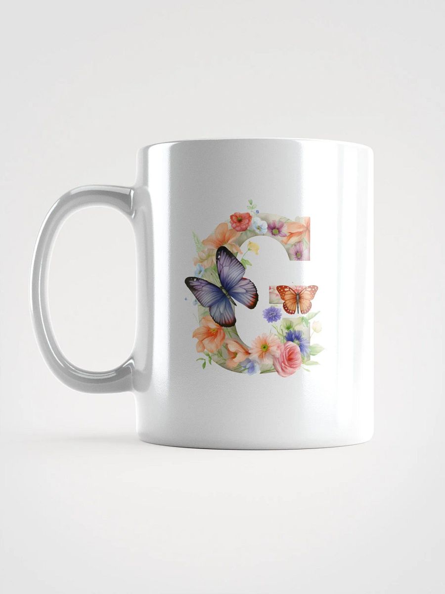Letter G Monogram Floral Fantasy White Glossy Mug product image (16)