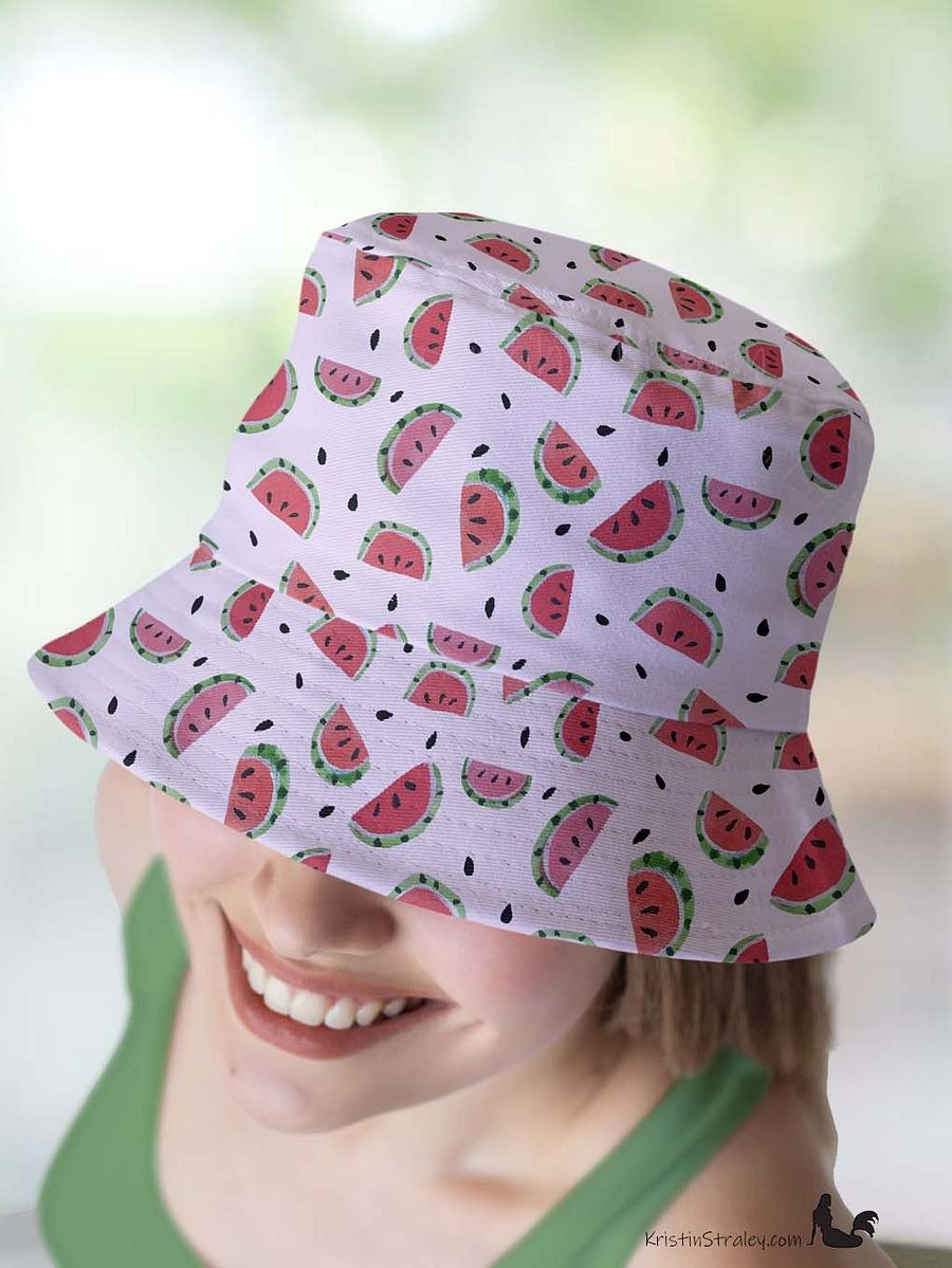 Watermelon Splash Reversible Bucket Hat Watermelons and Hearts product image (4)