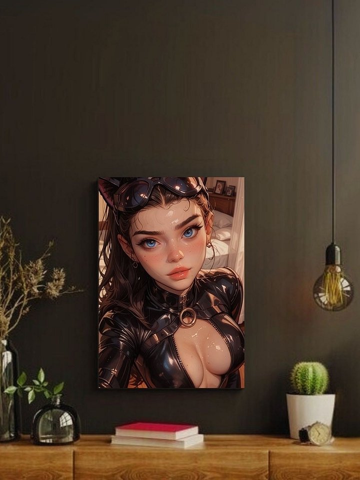 Catwoman Black Latex Catsuit Selfie – Glossy 8x10 Metal Print product image (2)