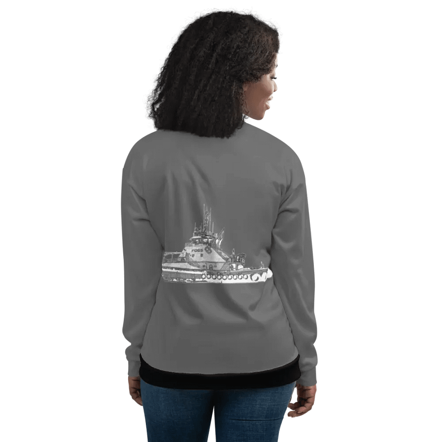 Foss Tugboat Sketch Gray Bomber Jacket product image (12)
