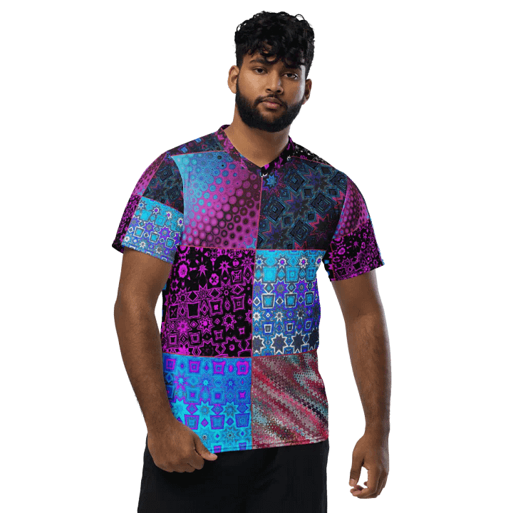 Patchwork Celebration Unisex V Neck Sports Jersey product image (2)