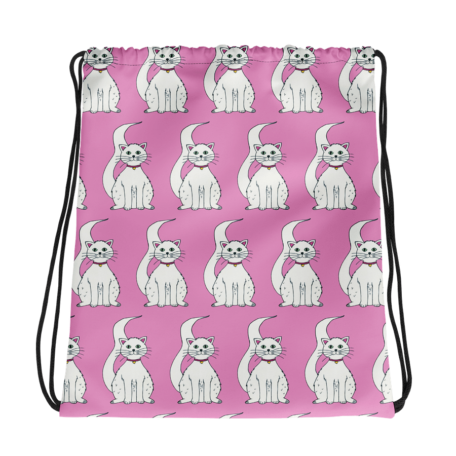 White Cat (art by Dina R.) acrylic painting picture - Drawstring Bag product image (3)