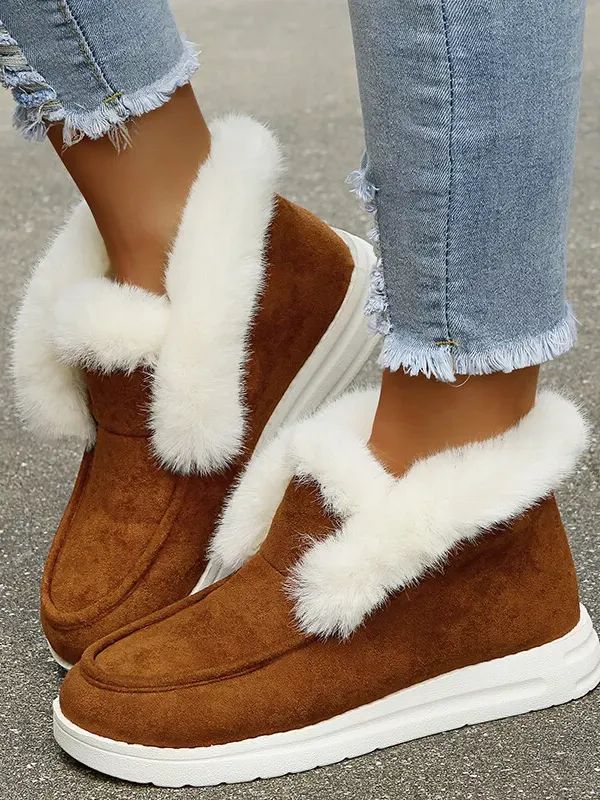 Women Moccasin Faux Fur Lined Slipper Ladies Winter Warm Boots Suede Ankle Shoes product image (6)