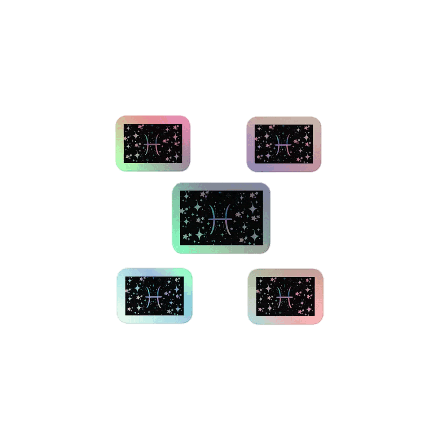 Pisces, Pastel Pisces Glyph, Holo Sticker Pack product image (1)