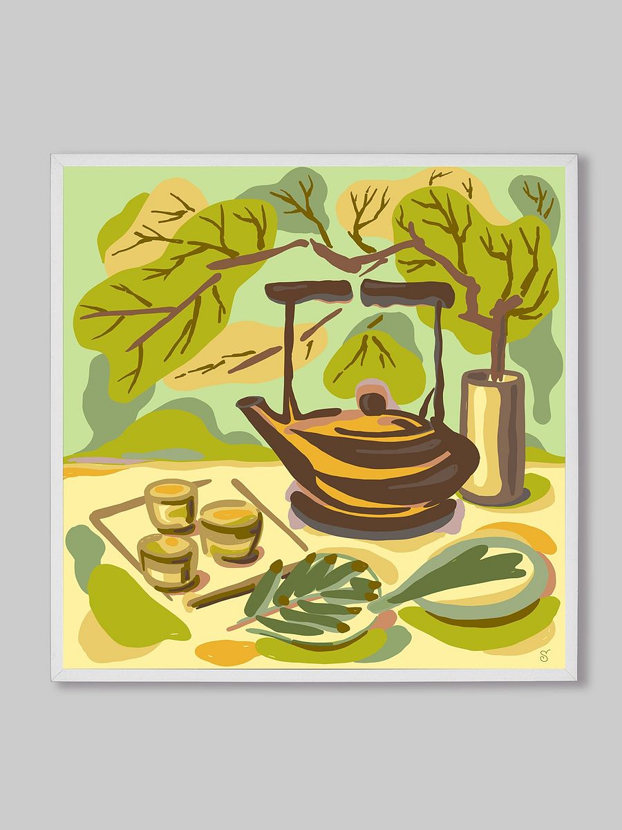 Earthy Teapot and Teacups Canvas Art - Coffee Shop No. 2 product image (127)