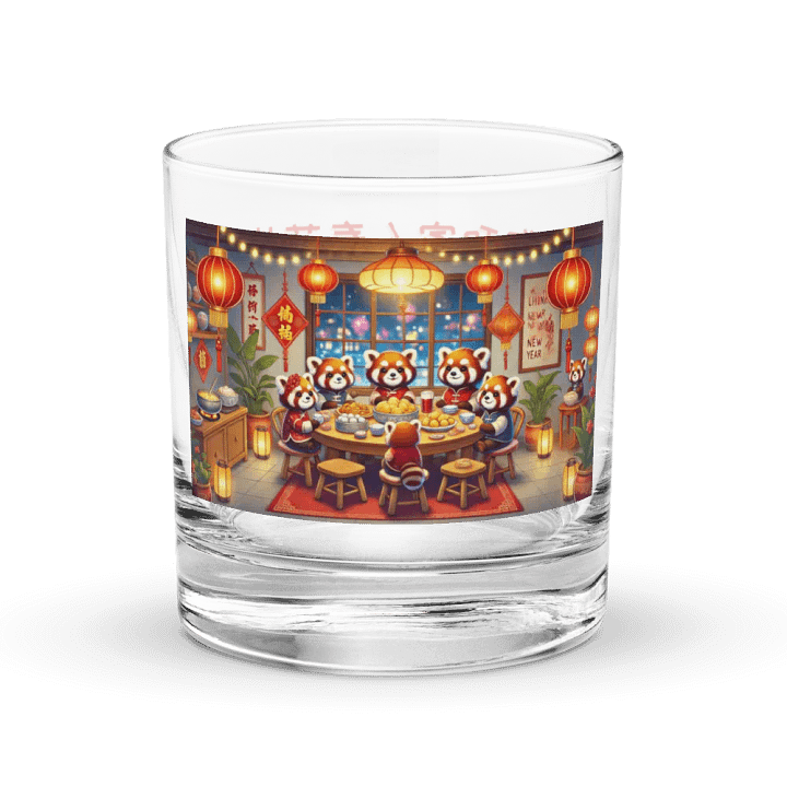 Red Panda Chinese New Year Party Rocks Glass product image (1)
