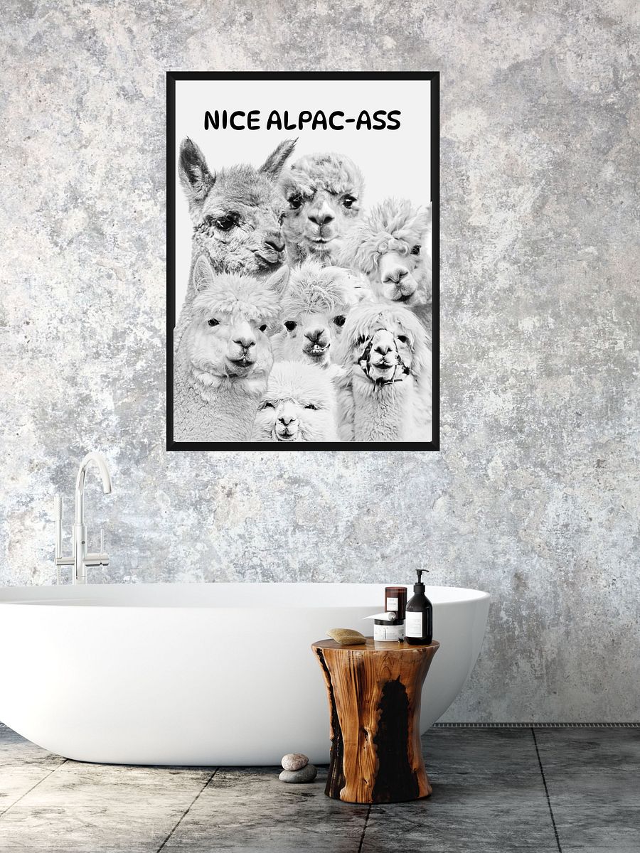 Black and White Alpacas Bathroom Downloadable Wall Art product image (3)