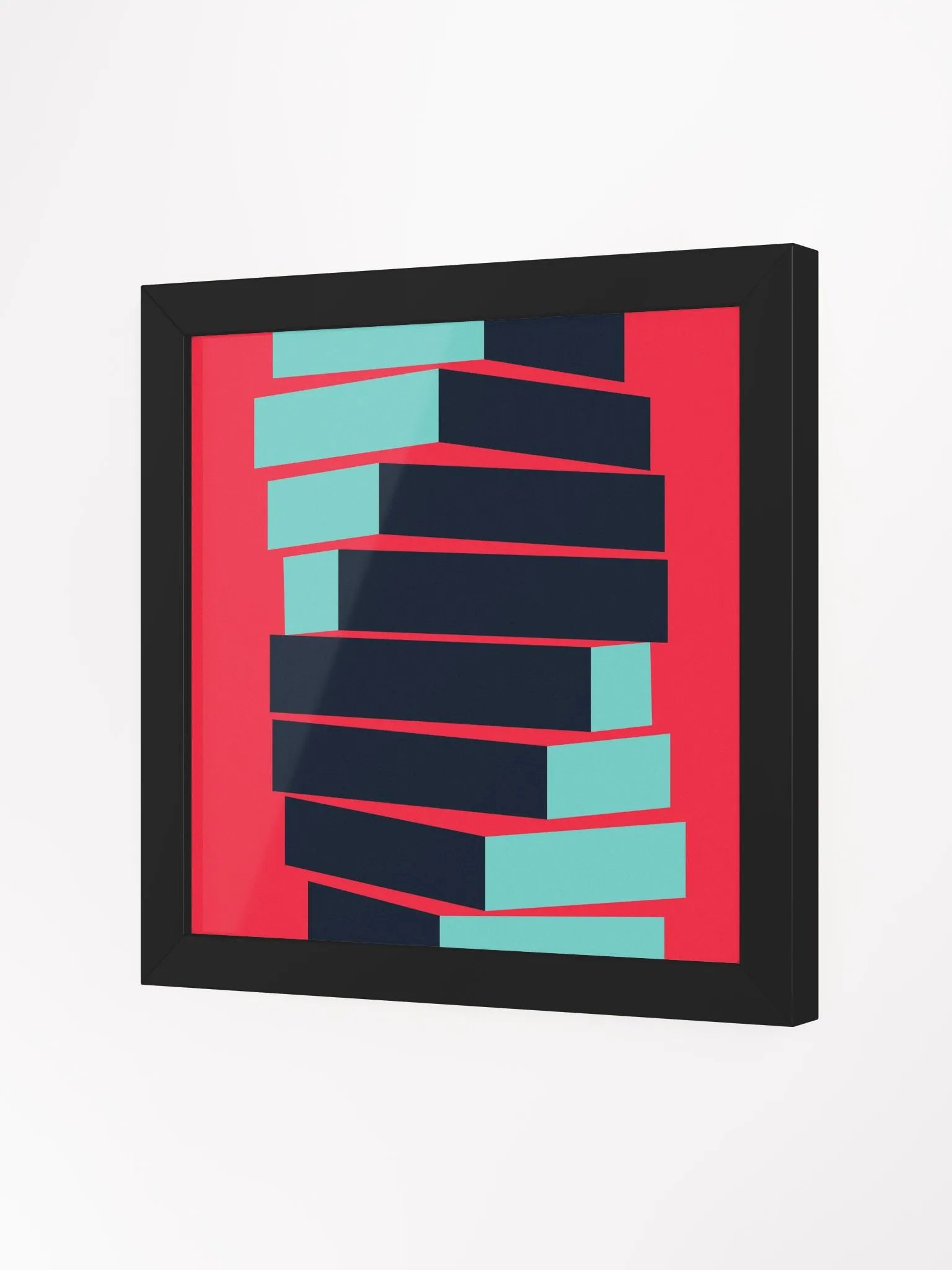 Dynamic Staggered Teal and Black Framed Poster product image (25)