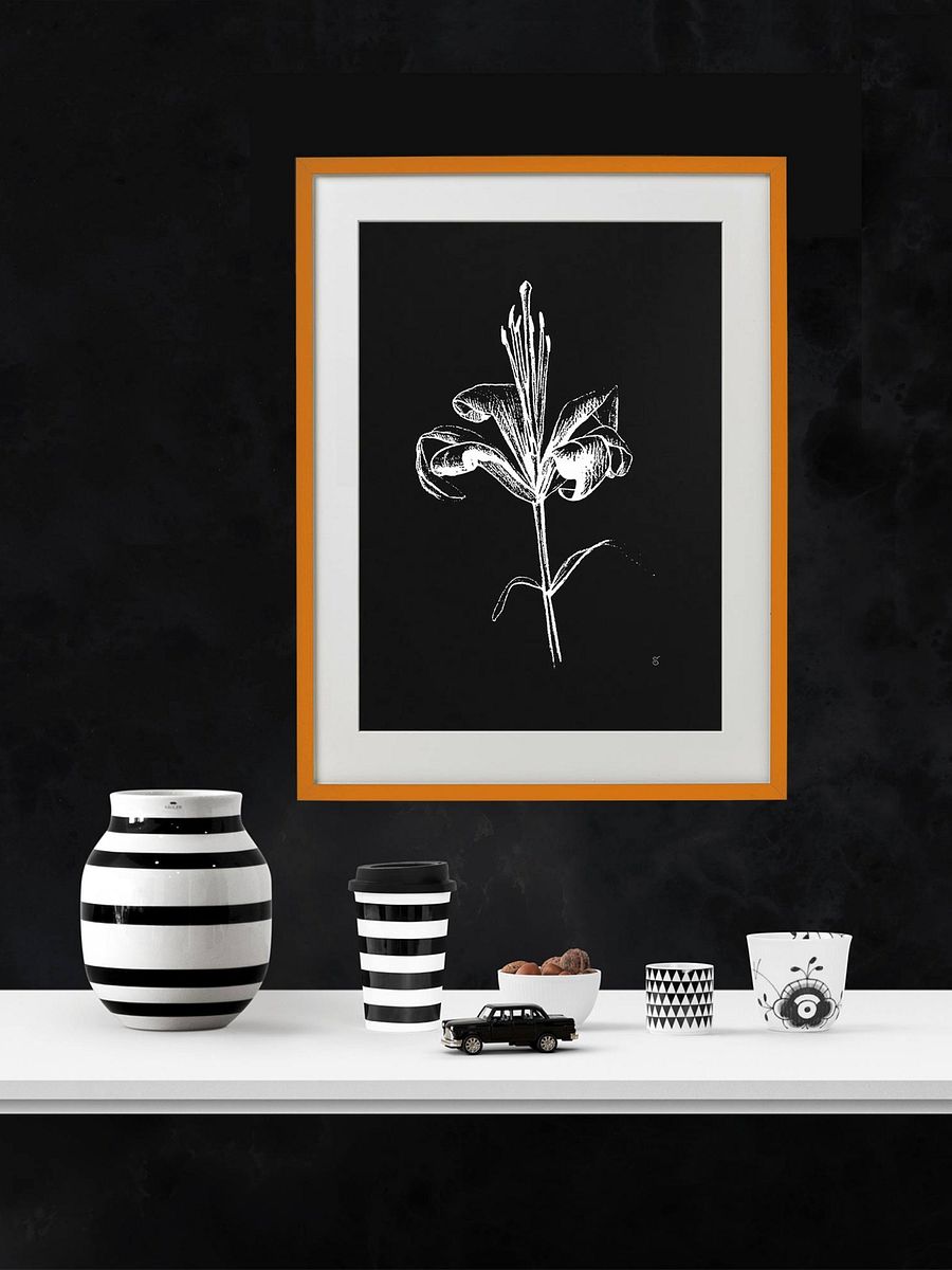 Ethereal Lily Sketch Poster - Fine Flower Dark product image (5)