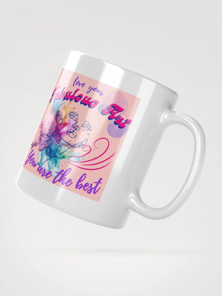 colorful mug for the artist. 'Love Love your favulous art' Perfect gift for colleague, friend who loves arty things product image (2)