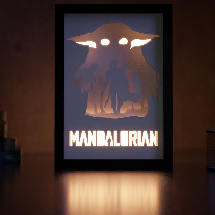 Mandalorian Lightbox template 2 in 1 - PDF PNG SVG DXF + Video Tutorial product image (2)