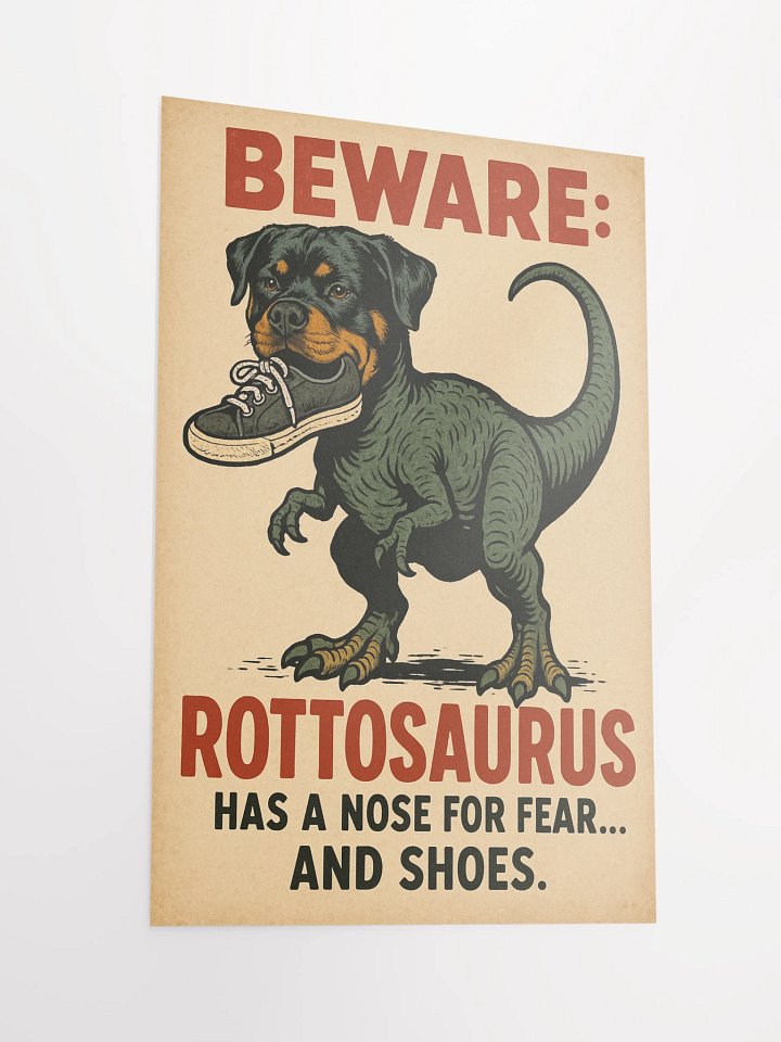 Beware: Rottosaurus Has a Nose for Fear... and Shoes. Poster product image (4)