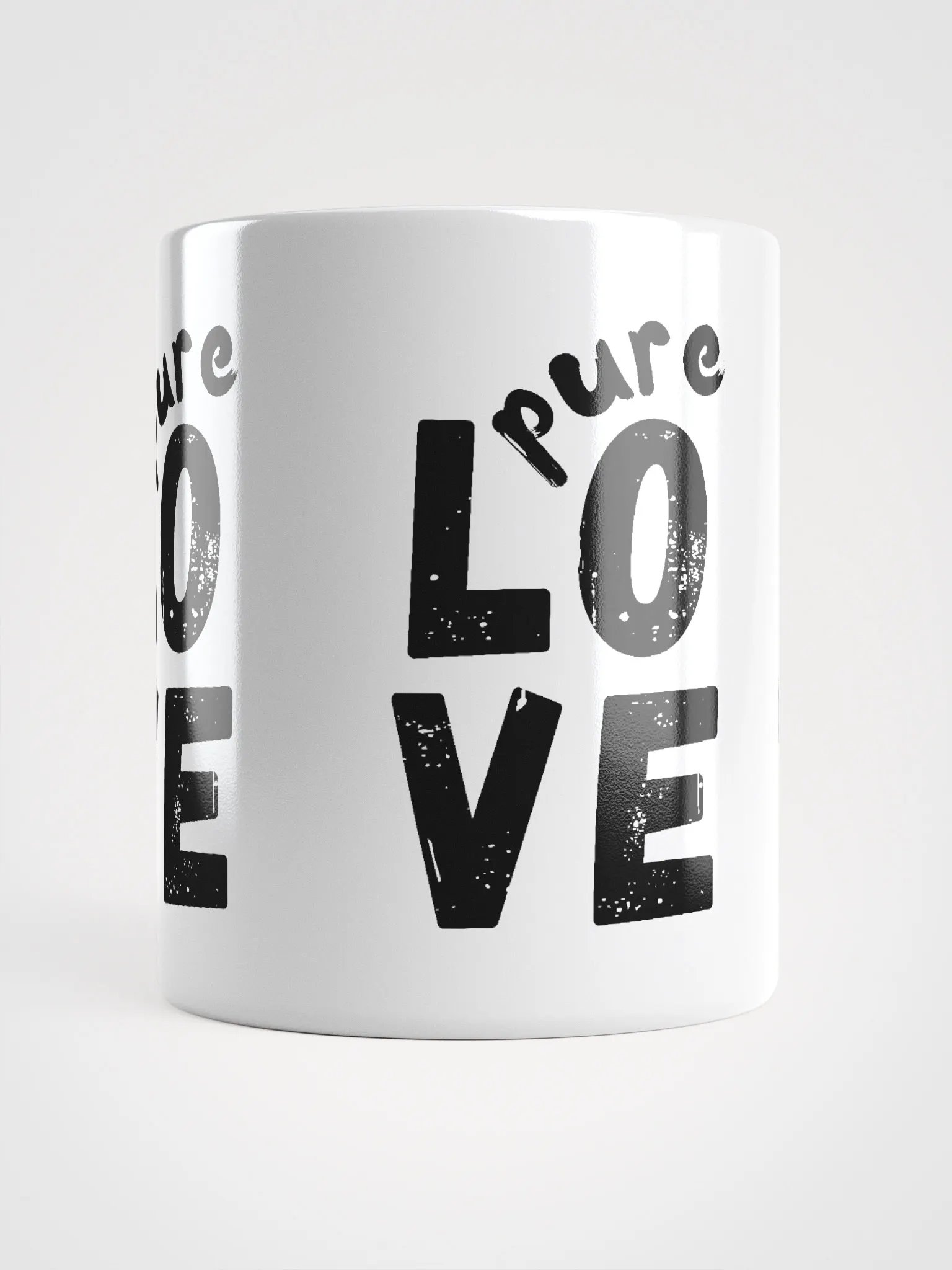 Pure LOVE Black on white glossy Mug product image (5)