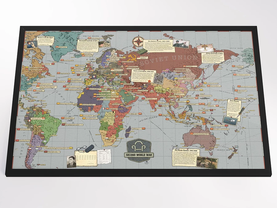 Ultimate WW2 Infographic Map | Framed w/Front Protector (RECOMMENDED) product image (3)